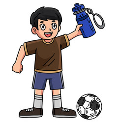 Soccer Boy With A Water Bottle Cartoon Clipart