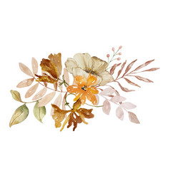 Watercolor Elegant Bouquet Of Autumn Flowers And