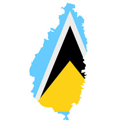 Flag In Map St Lucia