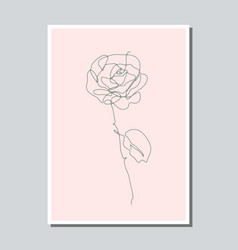 One Single Line Drawing Rose Flower On Earthy