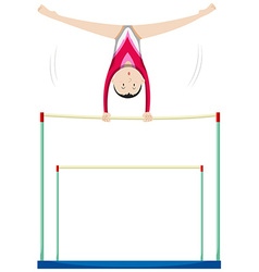 Woman Athlete Doing Gymnastics On Uneven Bars