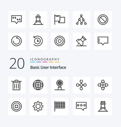 20 Basic Line Icon Pack Like Cog User Network