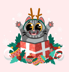 Cat Cartoon Christmas Season Celebration Isolated