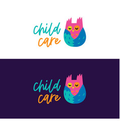 Child Care Logo Cartoon Owl Logo