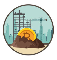 Cryptocurrency Embedded In Ground Round Icon