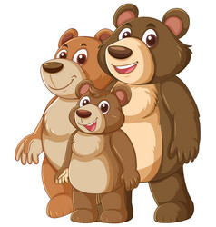 Three Cartoon Bears Smiling Together In A Group