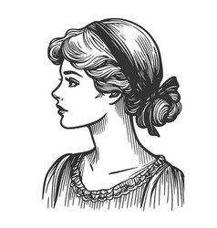 Old Fashioned Lady Young Woman Hat Sketch