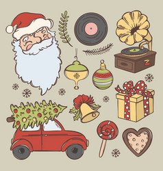 Retro Mood Santa Christmas Sketch Gift Car