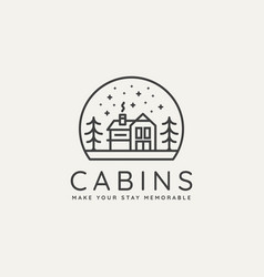 Winter Hotel Cabin Minimalist Line Art Badge Logo