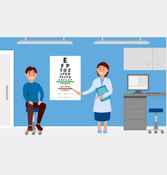 Cheerful Ophthalmologist Doctor Checking Eyesight