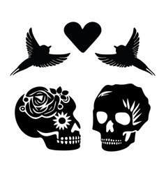 Valentines Day Skull Love Tattoo Graphic