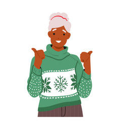 Elderly Lady Dons A Cozy Christmas Sweater