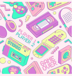 Retro Gaming Devices Pattern Seamless Print