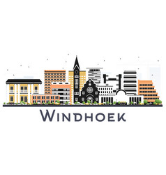 Windhoek Namibia City Skyline With Color