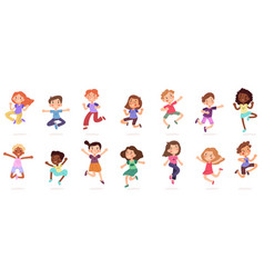 Happy Jumping Kids Cute Active Cartoon Children