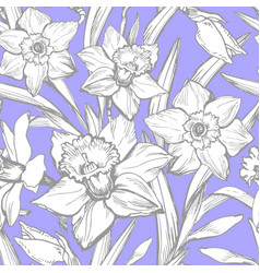 Sensual Seamless Pattern With Elegant Daffodil