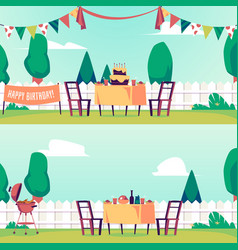 Set Banners For Backyard Barbecue And Birthday