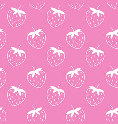 White Silhouettes Of Strawberries On Pink