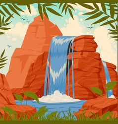 Cartoon River Waterfall Poster Wild Nature