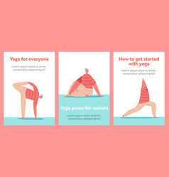 Yoga For Seniors Cartoon Banners Elderly Female