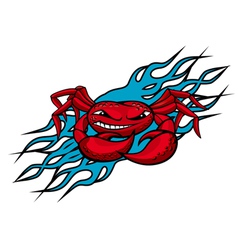 Cardinal Crab With Claws On Blue Flames For Tattoo