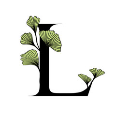 Ginkgo Biloba Leaves Alphabet L Badge And Icon