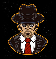 Detective Man In Fedora Hat In Suit Character