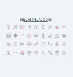 Machine Learning Thin Black And Red Line Icons Set