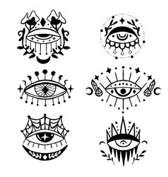 Doodle Set Of Mystic Eyes Boho Alchemy Designs