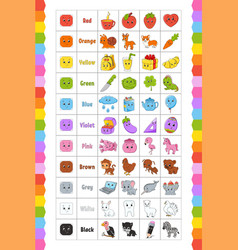 Learning colors flashcard for kids cute cartoon Vector Image