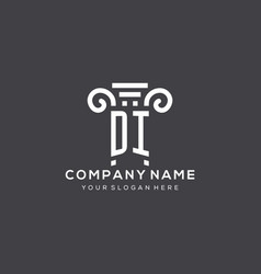 Monogram Di Logo For Law Firm With Pillar Icon