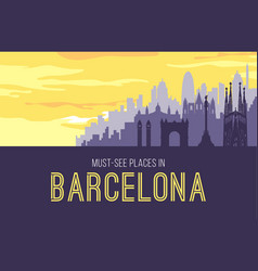 Placard With Famous Barcelona City Scape