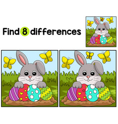 Rabbit Collecting Easter Egg Find The Differences