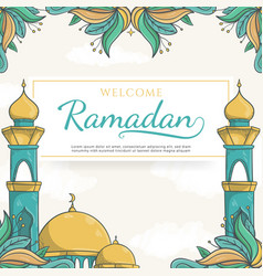 Hand Drawn Welcome Ramadan Greeting Card