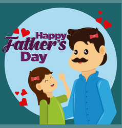 Happy Fathers Day Card Man And Girl