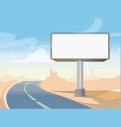 Road Advertising Billboard And Desert Landscape