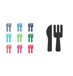 Black Crossed Knife And Fork Icon Isolated