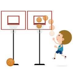 Boy Shooting Basketball In The Net