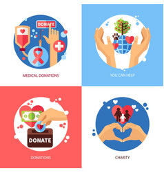 Charity Design Concept Icons Set