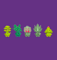 Cute Funny Plant Character With Fantasy Succulent