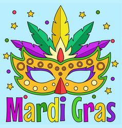 Mardi Gras Jester Mask Colored Cartoon