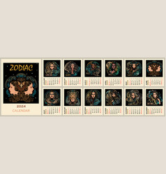 Zodiac Wall Monthly Calendar Template For 2024