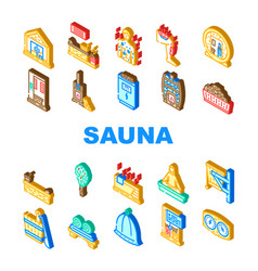 Sauna Steam Spa Health Icons Set