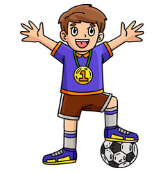 Soccer Boy Wearing A Medal Cartoon Colored Clipart