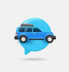 Speech Cloud With Blue Car Car Travel Concept 3d