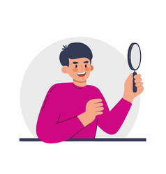 A Man With A Magnifying Glass Flat Style