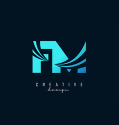 Creative Blue Letters Fm F M Logo With Leading