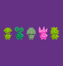 Cute Funny Plant Character With Fantasy Succulent