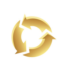 Golden Round Recycling Symbol On A White