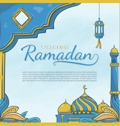 Hand Drawn Welcome Ramadan With Islamic Ornament